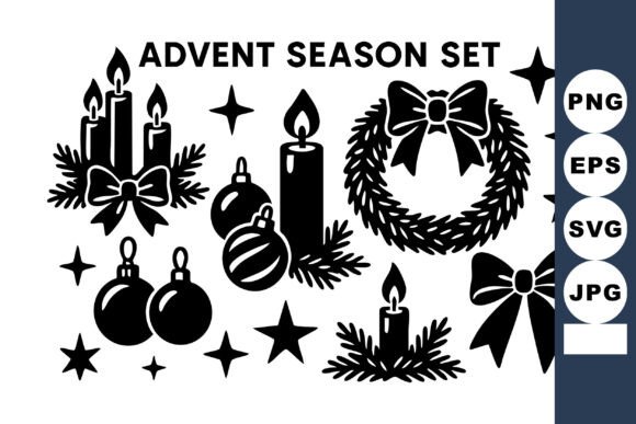 Advent Season Set Vector Design with Can