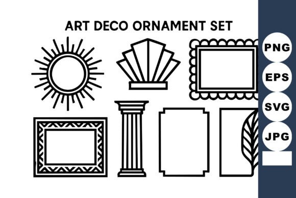 Art Deco Ornament Set with Geometric Shapes