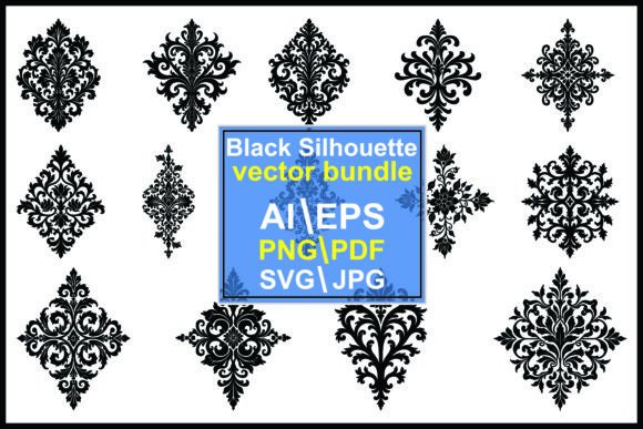 Baroque Floral Silhouette Vector Bundle