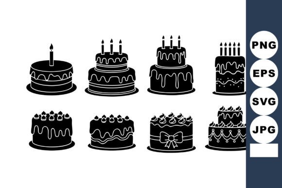 Birthday Cake Icons: Candles & Silhouettes