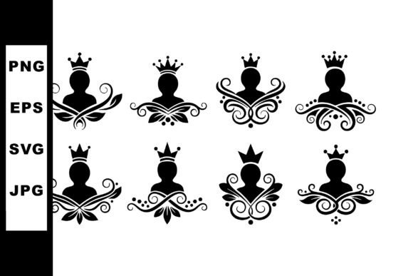 Black Ornamental Queen Chess Vector Art