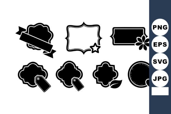 Black Vintage Label Badges with Deco