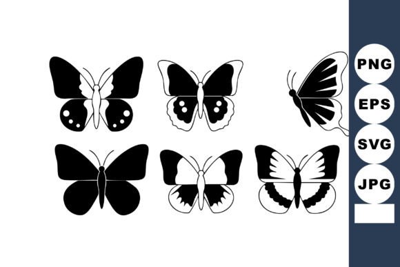 Black & White Butterfly Silhouettes