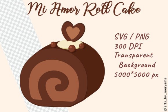 Chocolate Mi Amor Roll Cake SVG PNG: A Sweet Asset for Digital Design
