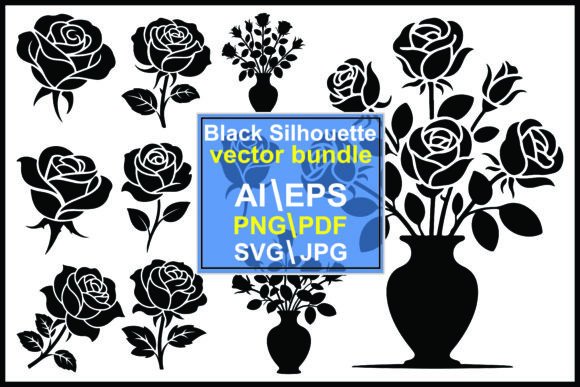 Collection of Silhouette Roses and Vases: Elevating Modern Design with Timeless Elegance