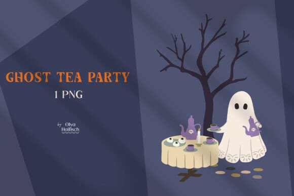Cute Halloween Ghost Tea Party PNG: Integrating Spooky Clipart into Your Creative Workflow