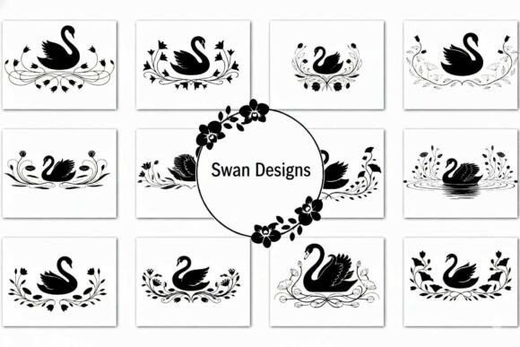 Elegant Swan Floral Silhouette Design Guide