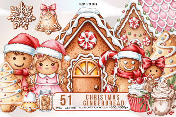 Elevating Holiday Design with Christmas Gingerbread Watercolor Clipart