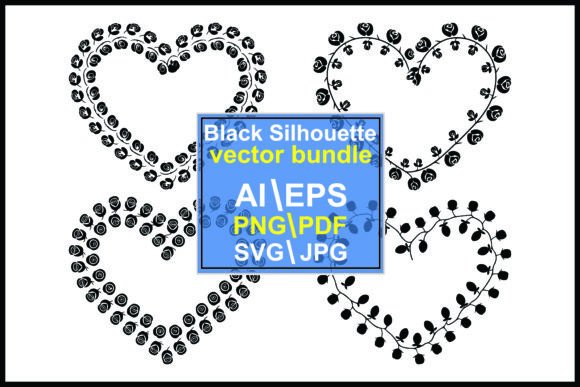 Elevating Visual Storytelling with Black Floral Heart Shaped Borders
