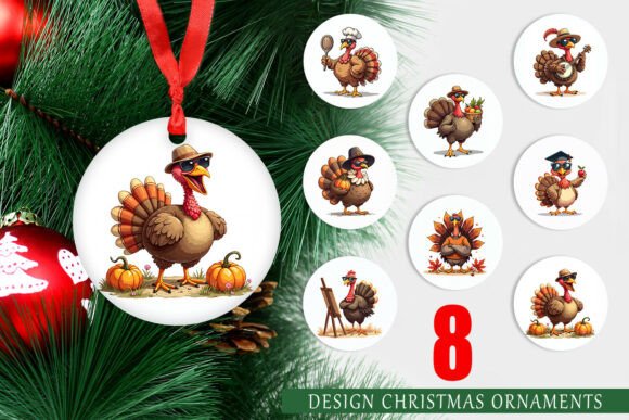 Festive Watercolor Turkey Ornament Guide