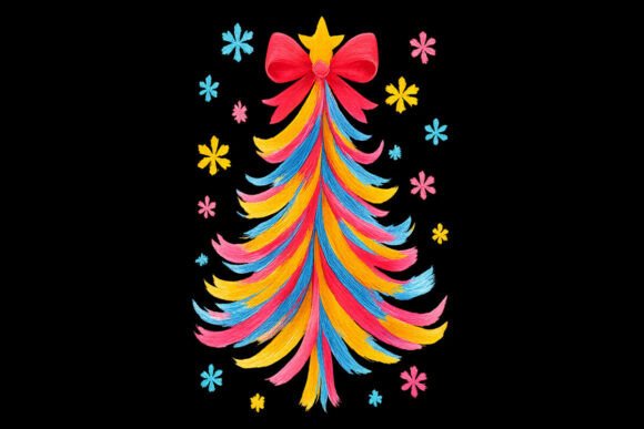 Glitter Brushstroke Christmas Tree PNG
