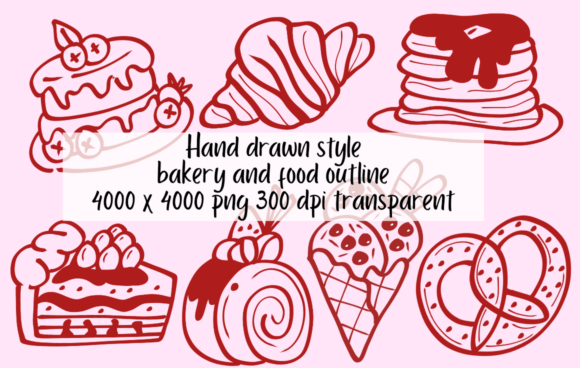 Hand-Drawn Bakery Outline PNG
