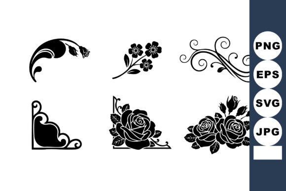 Integrating Floral and Swirl Black Ornamental Corner Designs into Professional Design Workflows