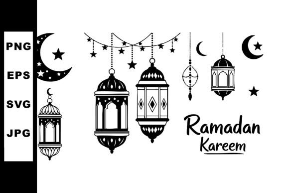 Integrating Ramadan Kareem Black and White Lanterns into Your Creative Workflow