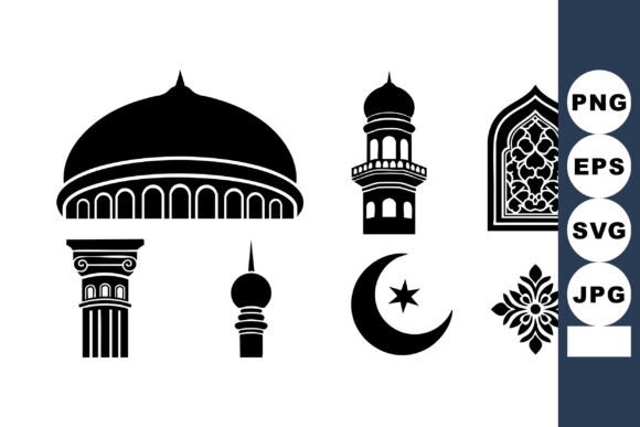Islamic Architecture Vector Icons with M