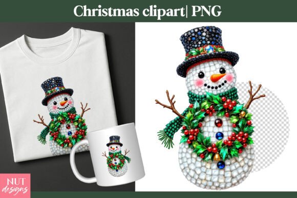 Jeweled Snowman Clipart Wreath: Integrating High-Resolution Digital Assets into Holiday Design Workflows