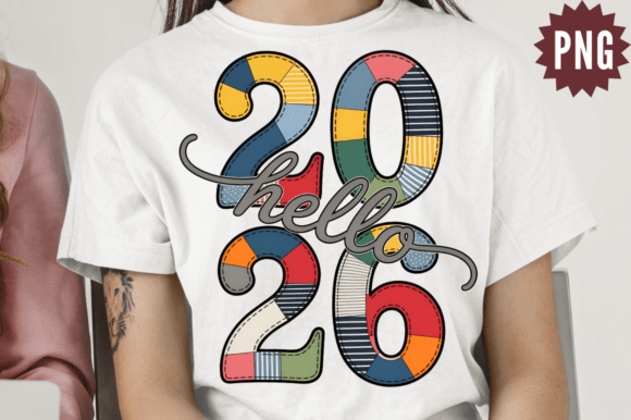Patchwork Hello 2026 PNG, New Year 2026: A Creative Asset for Makers and Designers
