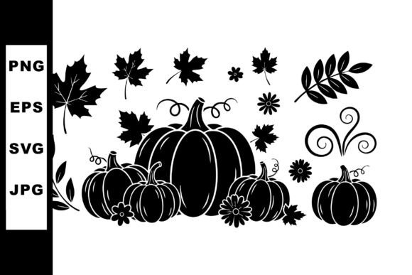 Pumpkin Autumn Leaves Silhouette Design
