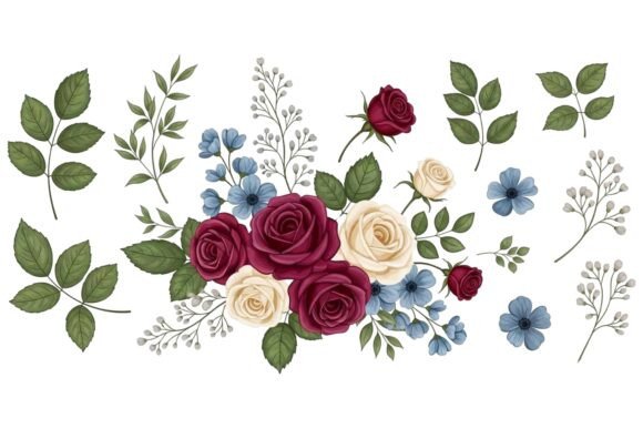 Red Cream Rose Floral Collection: Elevating Your Designs with Timeless Botanicals