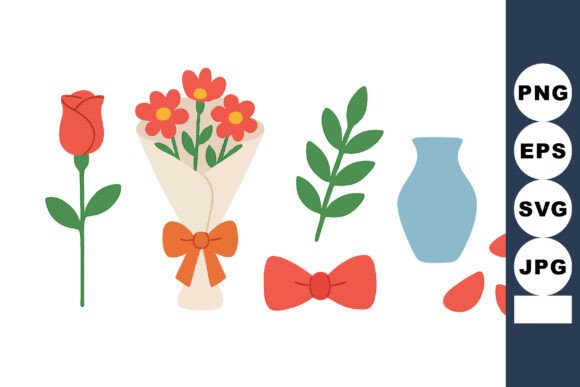 Red Rose Flower Bouquet with Leaves Peta: A Versatile Asset for Modern Design