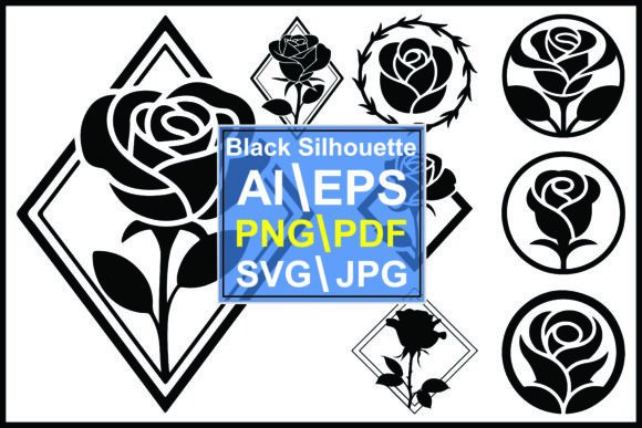 Rose Silhouettes in Geometric Shape: A Practical Asset for Modern Design