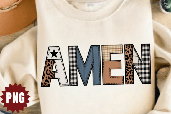 Strategic Branding with Amen Patchwork PNG Design: Elevating Faith-Based Visuals