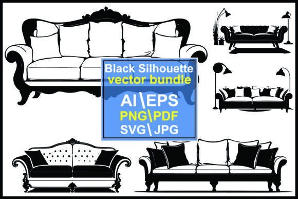 Strategic Design Integration: Leveraging the Sofa Set Furniture Silhouette Vector for Visual Clarity