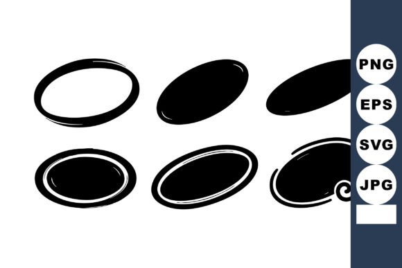 Strategic Design: Leveraging Six Black Hand-drawn Oval Shapes for Brand Clarity