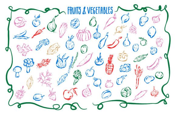 Strategic Visual Communication with Vibrant Hand Drawn Fruits and Vegetables