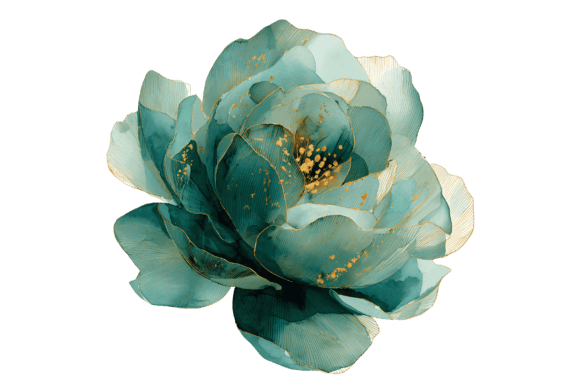 Teal Watercolor Peony with Gold Edges: Elevating Your Creative Projects