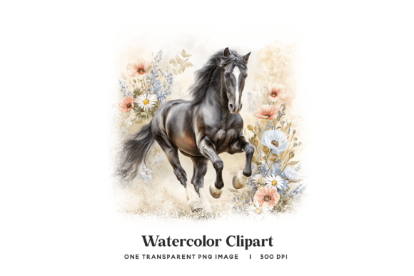 Unleashing Elegance: The Power of the Black Stallion Horse Floral Meadow PNG in Modern Design
