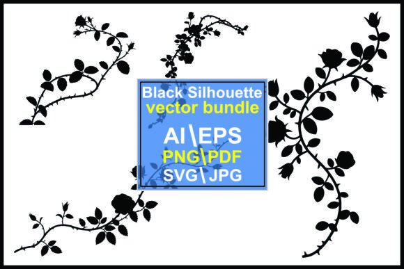 Using Rose Branches Thorns Leaves Silhouette for Versatile Design Projects