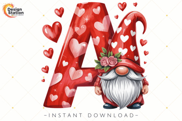 Valentine Gnome Letter A PNG