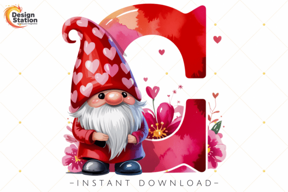 Valentine Gnome Letter C PNG: A Whimsical Touch for Personalized Crafts