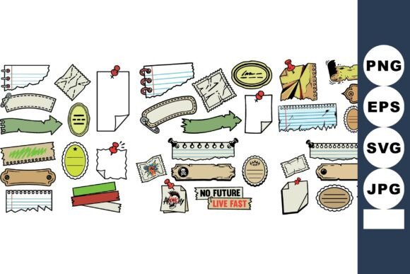Vintage Torn Paper Labels Collection