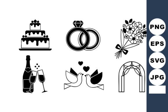 Wedding Symbols Vector Set with Cake Rin: Elevating Your Romantic Designs