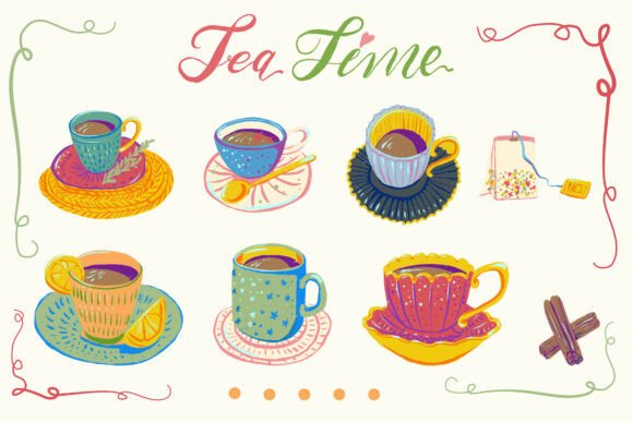 Whimsical Hand-Drawn Tea Time Collection