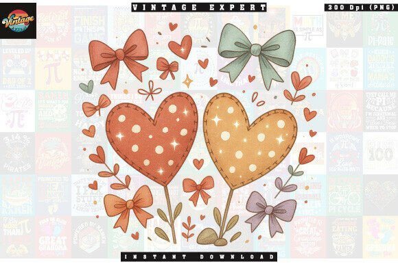 Whimsical Sweet Love Hearts with Bows