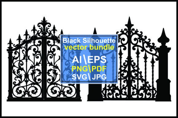 Wrought Iron Gate Silhouette Vector